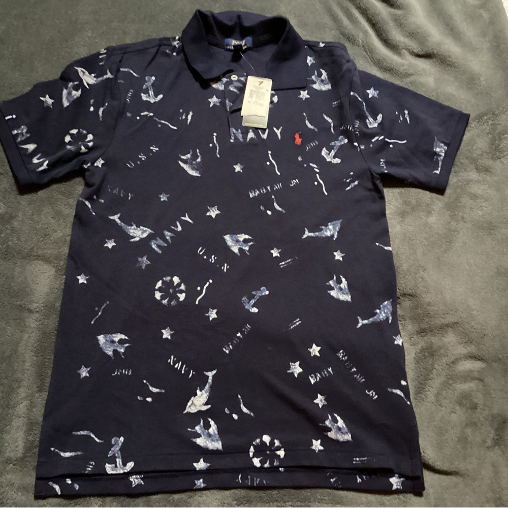Ralph Lauren Dark Blue Star Pattern Polo
